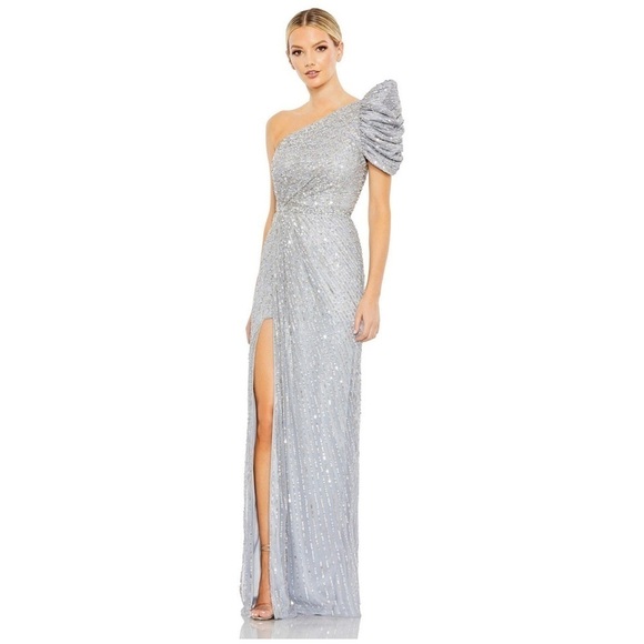 Mac Duggal Women's Embellished Puff One Shoulder Gown size 14 NEW $538 - Picture 1 of 11
